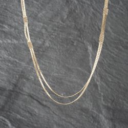 Second Hand 9ct Yellow Gold Double Flat Fancy 16 Inch Chain 41161825