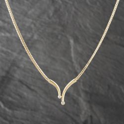 Second Hand 9ct Yellow Gold 0.08ct Brilliant Cut Diamond Set 16 Inch Necklace 41161866