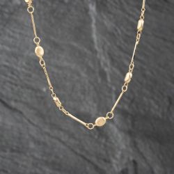 Second Hand 9ct Yellow Gold Brushed & Polished Finish Ball & Bar Link 17 Inch Fancy Chain 41162128