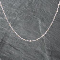 Second Hand 9ct Two Colour Gold Popcorn Style Beaded 16 Inch Mesh Chain 41162179