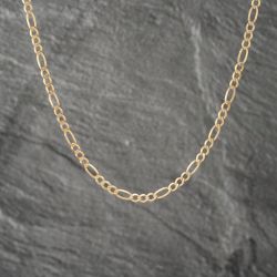 Second Hand 9ct Yellow Gold 3+1 Link 18 Inch Figaro Necklace 41162186
