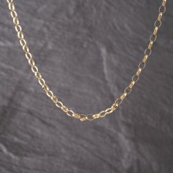 Second Hand 9ct Yellow Gold Oval Diamond Cut 18 Inch Belcher Chain 41162297