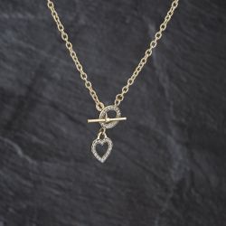 Second Hand 9ct Yellow Gold Cubic Zirconia Set 16 Inch T-Bar Trace Chain 41162358