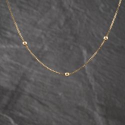 Second Hand 9ct Yellow Gold Beaded 16 Inch Box Chain 41162439