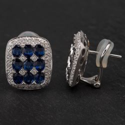 Second Hand 18ct White Gold Sapphire Diamond Earrings 4117158