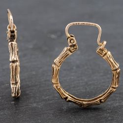 Second Hand 9ct Yellow Gold 25.7mm Textured Round Creole Earrings 41171902