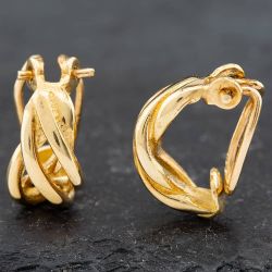 Second Hand 9ct Yellow Gold Open Weave Style Leverback Earrings 41172194