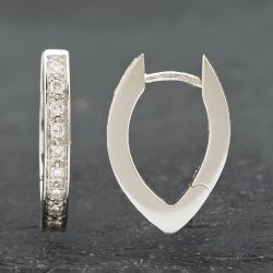 Second Hand 18ct White Gold 19mm Diamond Leverback Earrings 41172293