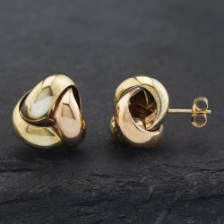 Second Hand 9ct Two Colour Gold 11.3mm Knotted Stud Earrings 41172502