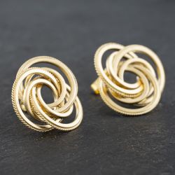 Second Hand Yellow Gold Swirl Stud Earrings 41172707