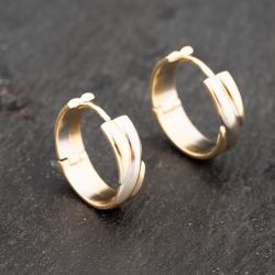 Second Hand 9ct Yellow Gold 18.7mm Patterned Hoop Earrings 41172749