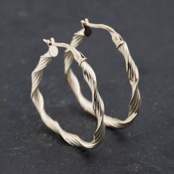 Second Hand White Gold 28mm Twisted Hoop Earrings 41172777