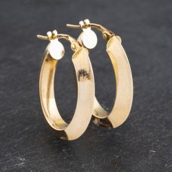 Second Hand 9ct Yellow Gold Plain Oval Creole Earrings 41172881