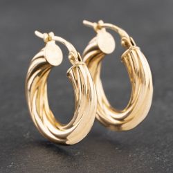 Second Hand Yellow Gold 19mm Small Twist Hoop Earrings 41172952