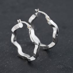 Second Hand 9ct White Gold 27mm Twist Hoop Earrings 41173110