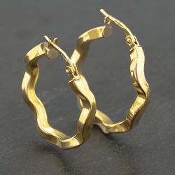 Second Hand 9ct Yellow Gold 23mm Twist Hoop Earrings 41173167