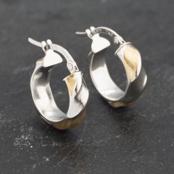 Second Hand Two Colour Gold 17mm Twist Hoop Earrings 41173198