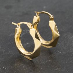 Second Hand Yellow Gold 20mm Facet Pattern Creole Earrings 41173200