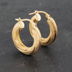Second Hand Yellow Gold 19.5mm Twist Hoop Earrings 41173222