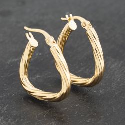 Second Hand Yellow Gold 21.5mm Twist Creole Earrings 41173226