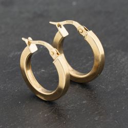 Second Hand Yellow Gold 17.3mm Plain Hoop Earrings 41173232