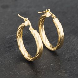 Second Hand Yellow Gold 19.5mm Twist Hoop Earrings 41173240