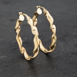 Second Hand Yellow Gold 32.4mm Oval Twist Creole Earrings 41173278