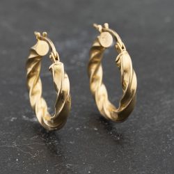 Second Hand Yellow Gold 65mm Twist Hoop Earrings 41173319