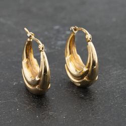 Second Hand 9ct Yellow Gold 64mm Embossed Creole Earrings 41173335