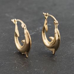 Second Hand Yellow Gold 65mm Dolphin Creole Earrings 41173337