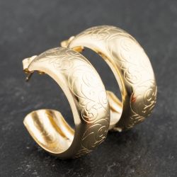 Second Hand Yellow Gold Swirl Patterned Hoop Earrings 41173396