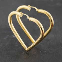 Second Hand 9ct Yellow Gold 47mm Heart Hoop Earrings 41173408