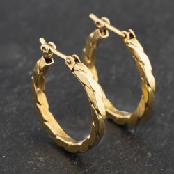 Second Hand Yellow Gold 18mm Twist Cut Hoop Earrings 41173415