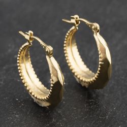 Second Hand Yellow Gold 19mm Faceted Creole Earrings 41173425