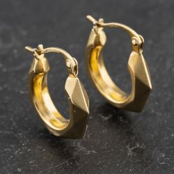 Second Hand Yellow Gold 16.5mm Faceted Creole Earrings 41173439