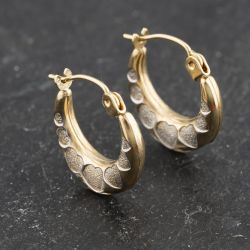 Second Hand Two Colour Gold 14mm Heart Creole Earrings 41173442