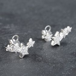 Second Hand 18ct White Gold 20mm Brilliant Cut Diamond Stars Stud Earrings 41173481