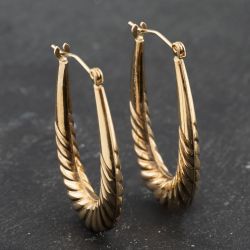 Second Hand Yellow Gold 30mm Oval Twist Pattern Creole Earrings 41173491