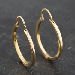 Second Hand Yellow Gold 30mm Plain Hoop Earrings 41173506