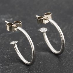 Second Hand White Gold 12mm Half Hoop Earrings 41173527