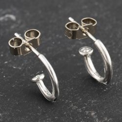 Second Hand White Gold 9mm Half Hoop Earrings 41173528