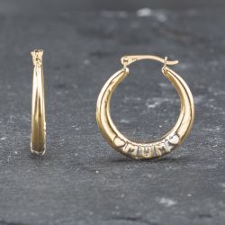 Second Hand Yellow Gold 22.4mm Mum Creole Earrings 41173545