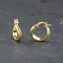 Second Hand Yellow Gold 15mm Twist Hoop Earrings 41173559