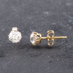 Second Hand Yellow Gold 6mm 1.55ct Diamond Stud Earrings 41173563