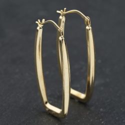 Second Hand Yellow Gold 33.5mm Oblong Creole Earrings 41173568