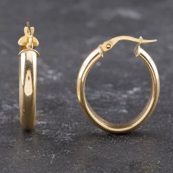 Second Hand Yellow Gold 25mm Plain Oval Hoop Earrings 41173594