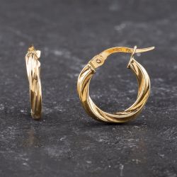 Second Hand Yellow Gold 16mm Twist Hoop Earrings 41173599