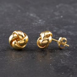 Second Hand 9ct Yellow Gold 10.5mm Knot Stud Earrings 41173603