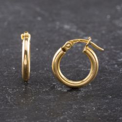 Second Hand Yellow Gold 12.8mm Plain Hoop Earrings 41173604