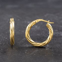 Second Hand Yellow Gold 20mm Twist Hoop Earrings 41173608